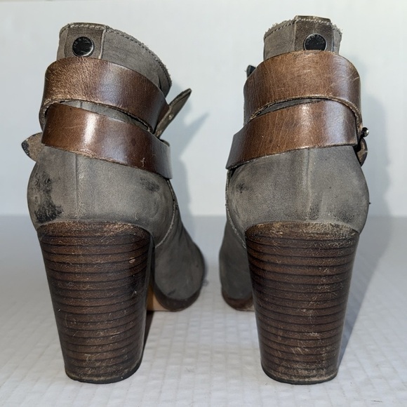 Rag & Bone Harrow Gray With Brown Strap Leather Bootie - Picture 7 of 9